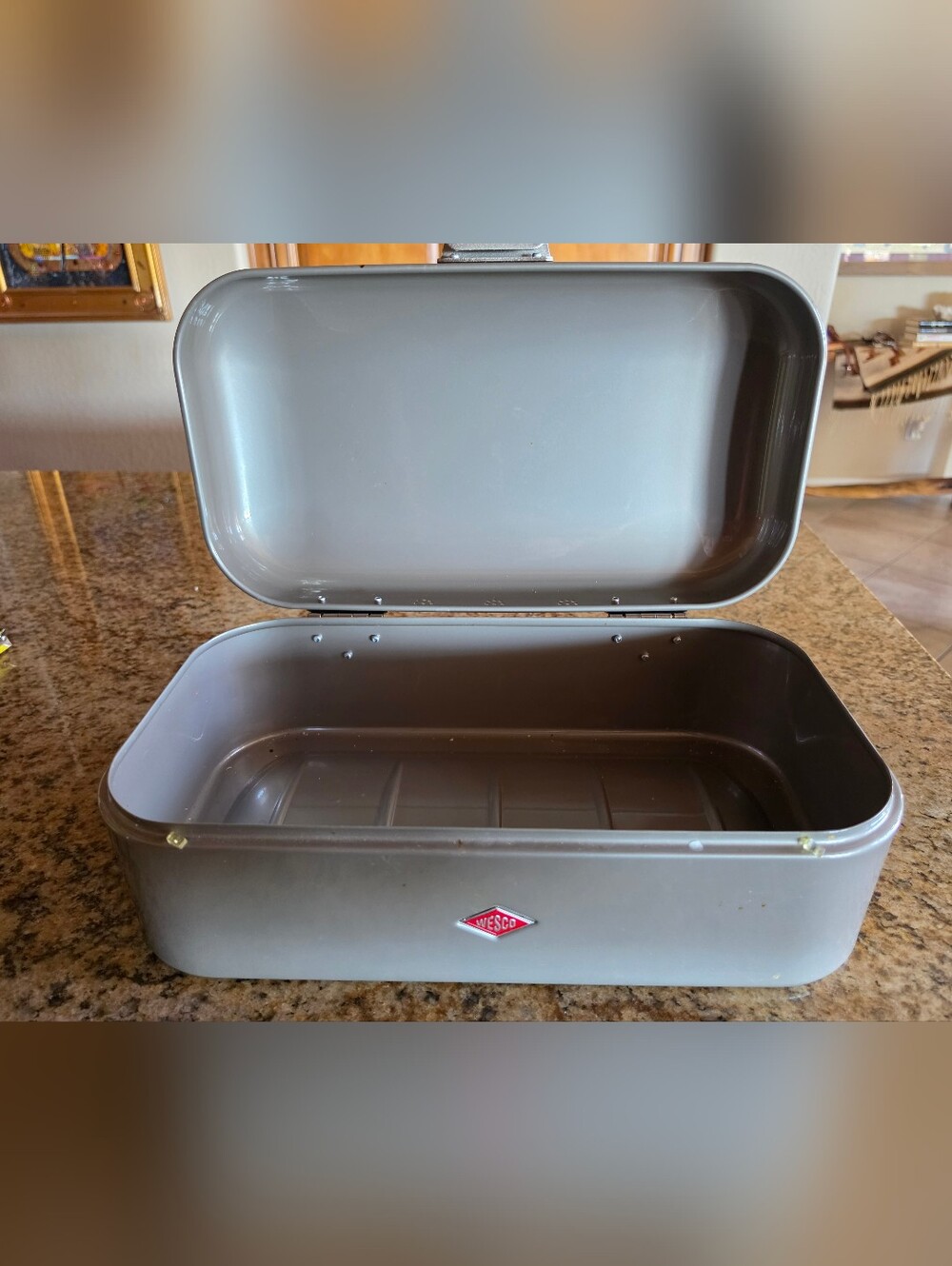 Wesco Metal Grandy Bread Box Gray Metallic Enamel - Vintage Style Retro Classic